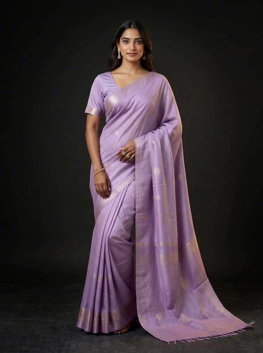 Nilanjona Lilac Jamdani Saree