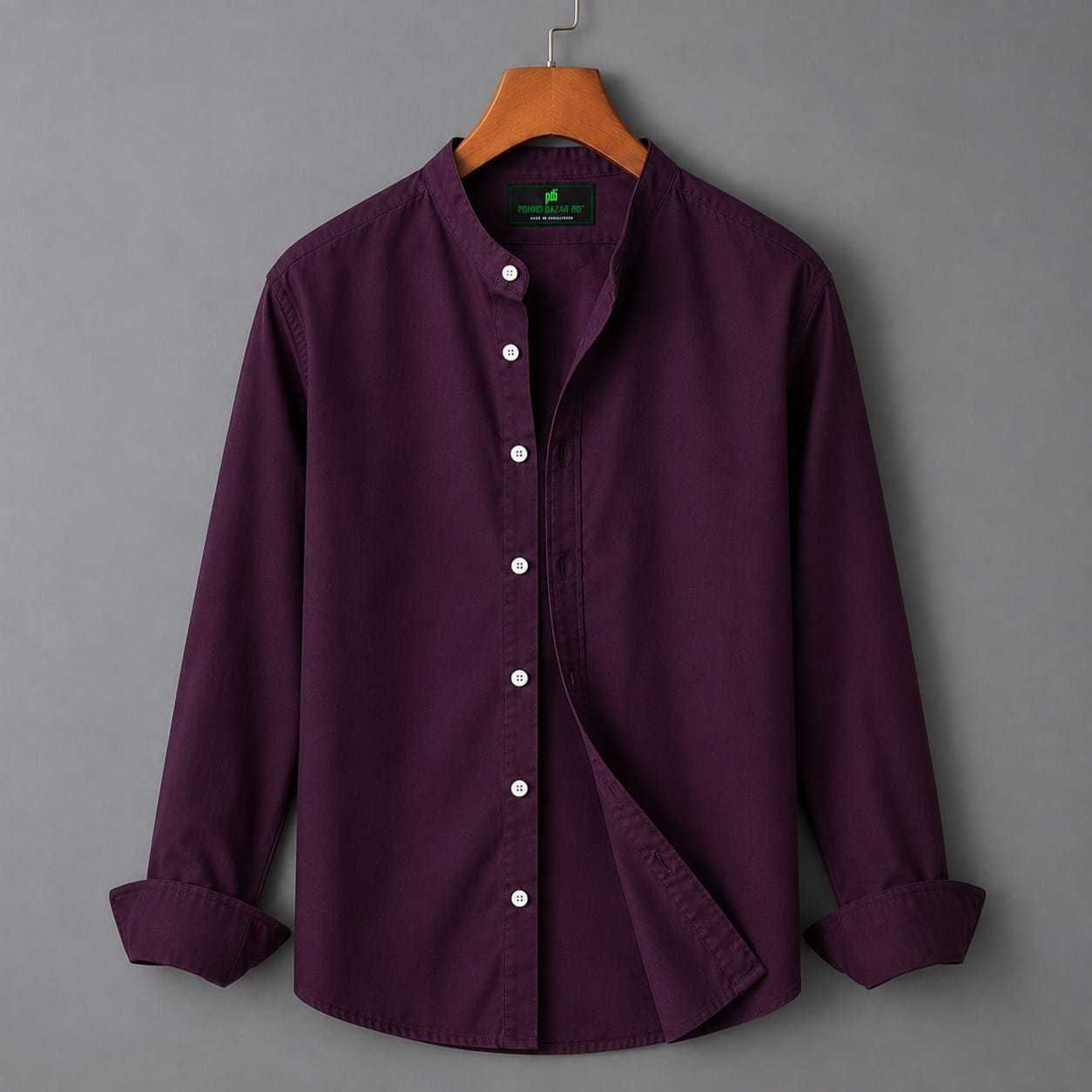 Ponno Purple Mandarin Collar Shirt