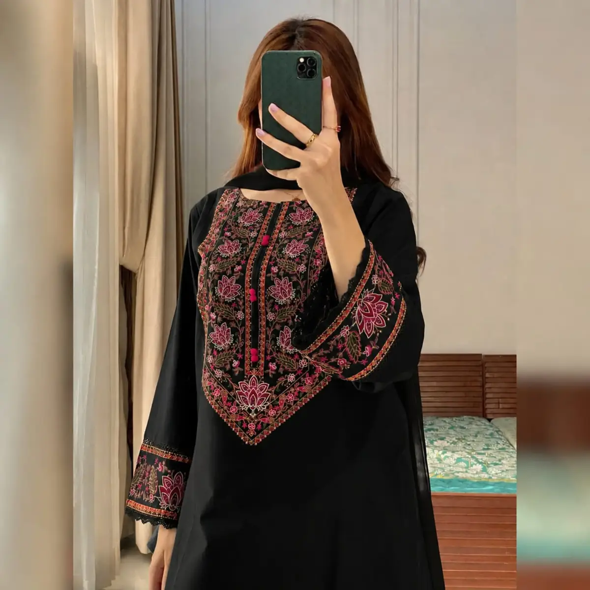 Raatri Black Embroidered Salwar Kameez